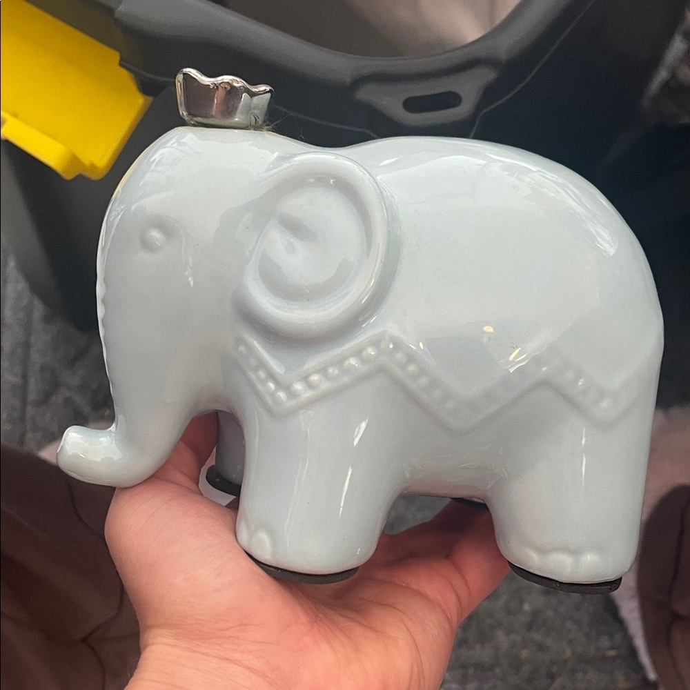 Hobby Lobby Gray Elephant Figurine with Silver Crown